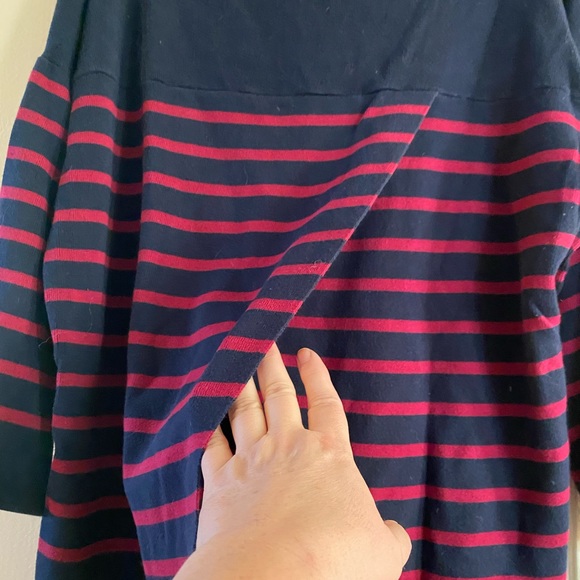 Loft. Fun striped, split-back sweater, 3/4 sleeves. - Picture 3 of 4